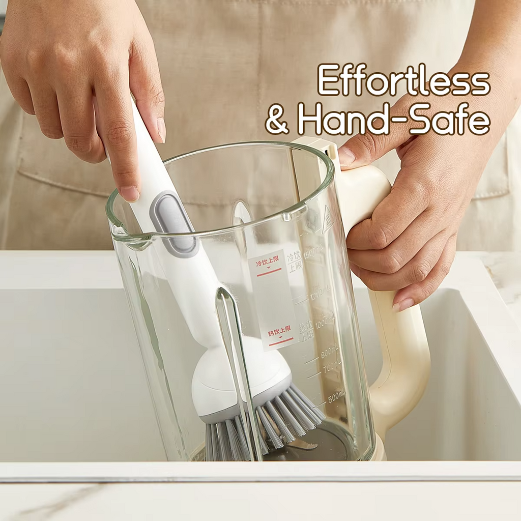 Kitchen Cleaning Adjustable Handle Brush With Soap Dispenser Refillable
