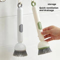 Kitchen Cleaning Adjustable Handle Brush With Soap Dispenser Refillable