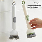 Kitchen Cleaning Adjustable Handle Brush With Soap Dispenser Refillable