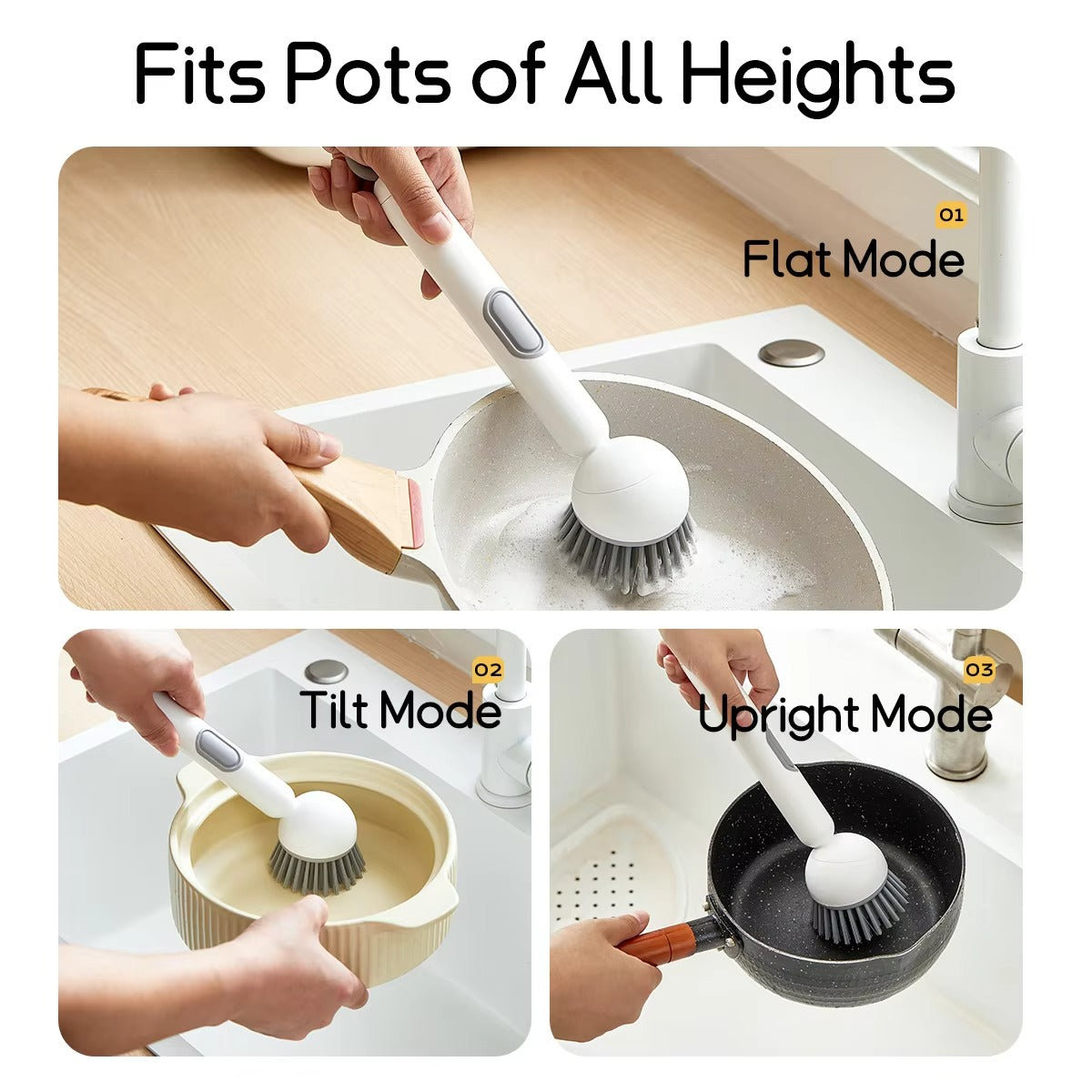Kitchen Cleaning Adjustable Handle Brush With Soap Dispenser Refillable